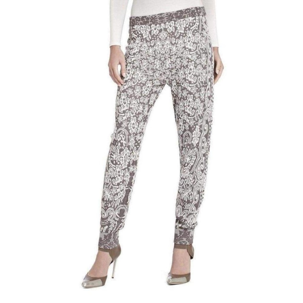 BCBGMAXAZRIA Alder Relief Jacquard Lace Silk Blend Multicolor sweatpants Sz S